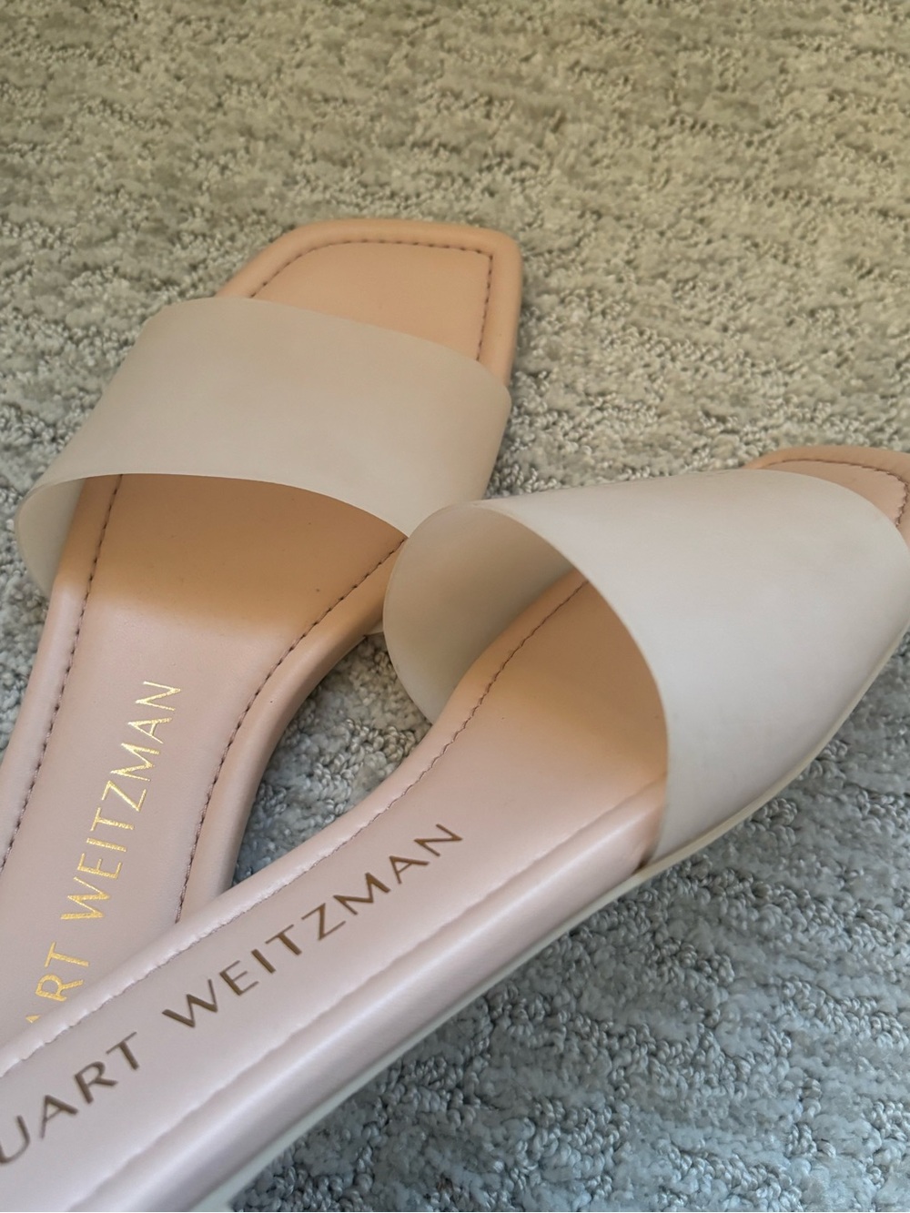 Stuart Weitzman Cream Single-Band Slide Mules